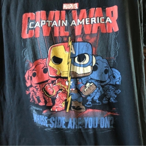 Marvel Funko pop Civil War Captain America black short sleeve graphic tee size L - Picture 2 of 3